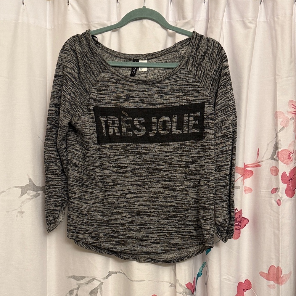 Divided Charcoal Long Sleeve Tee with Black Graphic